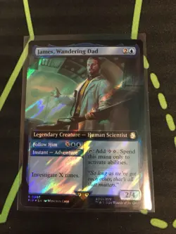 MTG Magic The Gathering James, Wandering Dad Surge Foil PIP Rare Ex Art Fallout - Image 1
