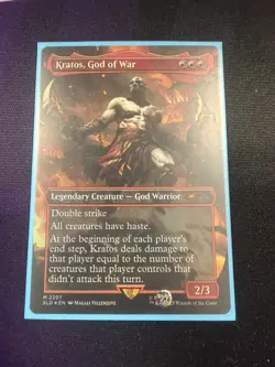 1x - Kratos, God of War - FOIL BORDERLESS #2207 - Secret Lair: Playstation MTG - Image 1