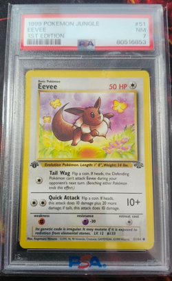 1999 Pokemon Jungle 1st Edition Eevee #51/64 PSA 7 - Image 1