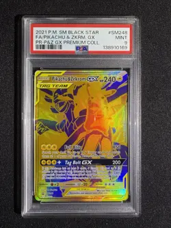 2021 POKEMON SM BLACK STAR PROMO #SM248 FULL ART/PIKACHU & ZEKROM GX PSA 9 - Image 1