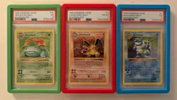 Pokemon Base Set Shadowless Charizard, Blastoise, And Venusaur PSA Graded - Image 1