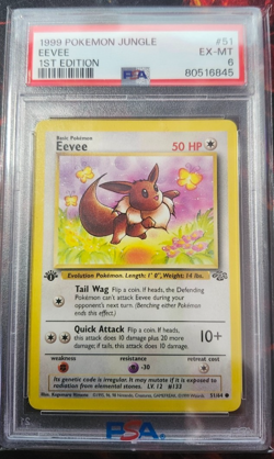 1999 Pokemon Jungle 1st Edition Eevee #51/64 PSA 6 - Image 1