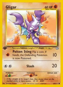 GLIGAR - POKEMON - NEO GENESIS - 1ST EDITION - 59/111 - LP - Image 1