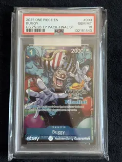 ONE PIECE CHAMPION 25-26 TOP PLAYER FINALIST #003 BUGGY PSA 10 RARE ENG - Image 1