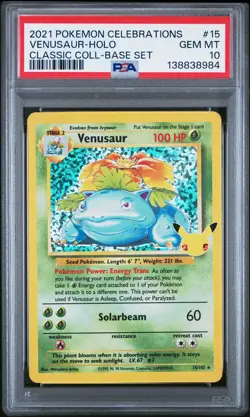 2021 POKEMON CELEBRATIONS CLASSIC COLL #15 VENUSAUR-HOLO PSA 10 - Image 1