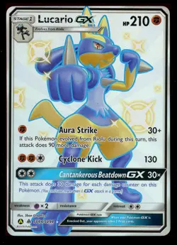 Pokemon Lucario GX SV64/SV94 Sun & Moon Hidden Fates Shiny Vault Lightly Played - Image 1