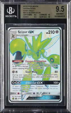2019 POKEMON SUN & MOON HIDDEN FATES SHINY VAULT #SV72 SCIZOR GX UR BGS 9.5 - Image 1