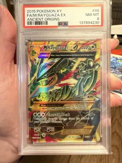 2015 POKEMON XY ANCIENT ORIGINS #98 FULL ART/M RAYQUAZA EX PSA 8 - Image 1