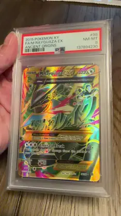 2015 POKEMON XY ANCIENT ORIGINS #98 FULL ART/M RAYQUAZA EX PSA 8 - Image 2
