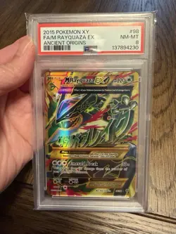 2015 POKEMON XY ANCIENT ORIGINS #98 FULL ART/M RAYQUAZA EX PSA 8 - Image 3