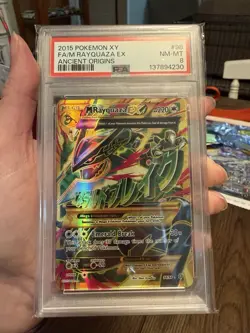 2015 POKEMON XY ANCIENT ORIGINS #98 FULL ART/M RAYQUAZA EX PSA 8 - Image 4