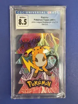 2001 Topps Pokemon Raichu 6/18 Johto League Champions Embossed Die-Cut CGC 8.5 - Image 1