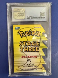 2001 Topps Pokemon Raichu 6/18 Johto League Champions Embossed Die-Cut CGC 8.5 - Image 2