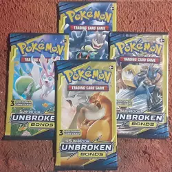 Unbroken Bonds Booster Pack x4 (Complete Art Set) Pokemon TCG - Image 1