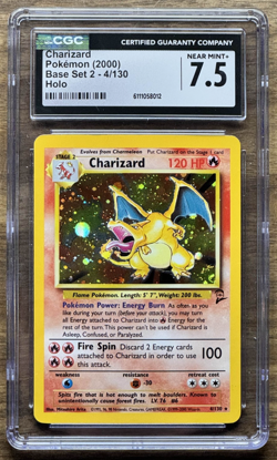 CGC 7.5 Charizard Holo #4 Base Set 2 2000 Pokemon - Image 1