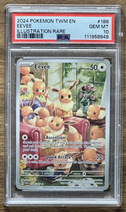2024 POKEMON TWM EN-TWILIGHT MASQUERADE ILLUSTRATION RARE #188 EEVEE PSA 10 - Image 1