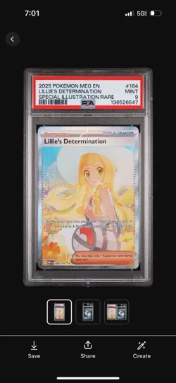 Pokemon TCG Lillie's Determination Mega Evolution 184/132 SAR PSA 9 - Image 1