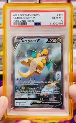 Pokemon Dragonite V PSA 10 Gem Mint Evolving Skies Full Alt Art #192 - Image 1