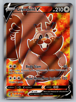 Greedent V - 256/264 - Pokemon Fusion Strike Sword Shield Full Art Rare Card NM - Image 1