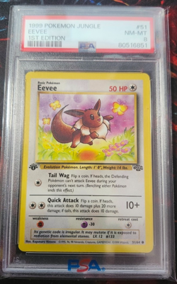 1999 Pokemon Jungle 1st Edition Eevee #51/64 PSA 8 - Image 1