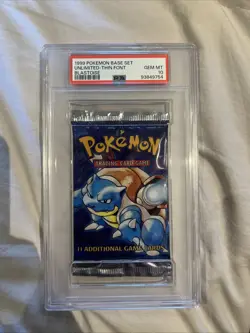 1999 Pokemon Base Set PackUnlimited-THIN FONT PSA 10 Blastoise Graded Cards - Image 1