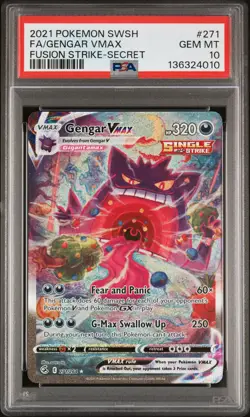 2021 POKEMON SWORD & SHIELD FUSION STRIKE SECRET FULL ART/GENGAR VMAX PSA 10 - Image 1