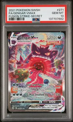 2021 POKEMON SWORD & SHIELD FUSION STRIKE SECRET FULL ART/GENGAR VMAX PSA 10 - Image 1