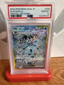 Pokemon TCG Japanese Glaceon ex SAR 206/187 SV8a Terastal Festival PSA 10 - Image 1