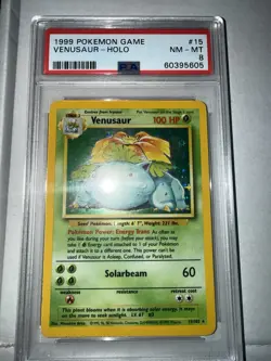 Pokemon Venusaur Holo Rare Card 015/102 Base Set TCG WOTC 1999 PSA 8 NM-Mint - Image 2