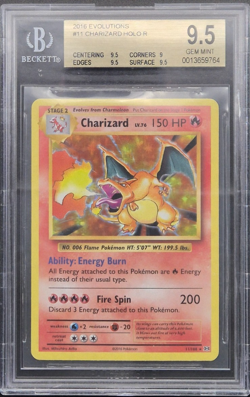 Charizard Holo 2016 Pokemon XY Evolutions English #11 BGS 9.5 Gem Mint 11/108 - Image 1