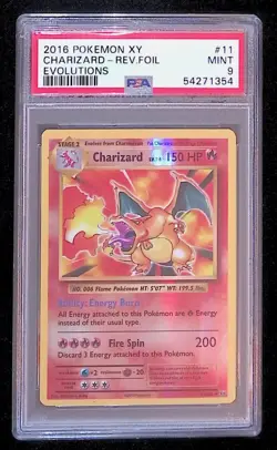 2016 Pokemon XY Evolutions Charizard Reverse Holo Foil #11/108 PSA 9 - Image 1