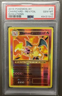 2016 Pokemon XY Evolutions Charizard Rev Holo 11/108 PSA 10 Gem Mint - Image 1