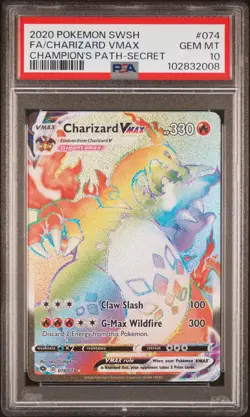 2020 POKEMON SWORD & SHIELD CHAMP'S PATH SECRET FULL ART/CHARIZARD VMAX PSA 10 - Image 1