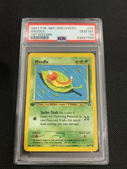 2001 Pokemon Neo Discovery 1st Edition Weedle 70 PSA 10 Gem Mint - Image 1