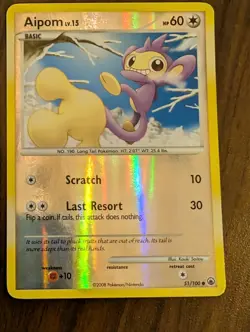 2008 Pokemon Diamond & Pearl Aipom 51/100 Reverse Holo - Majestic Dawn NM - Image 1