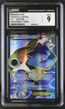 CGC 9 MINT Blastoise EX 2014 XY 142/146 Ultra Rare Holo Pokemon Card - Image 1