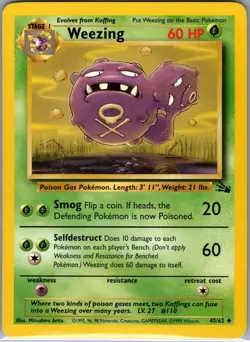 Weezing 45/62 Non Holo Fossil - Pokemon Card - MP - Image 1