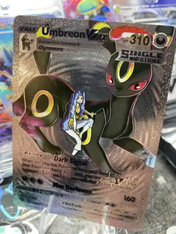 Umbreon Vmax Silver Foil Fan Art Textured Collector Pokemon Card - Image 1