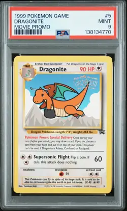 1999 POKEMON GAME MOVIE PROMO #5 DRAGONITE PSA 9 - Image 1