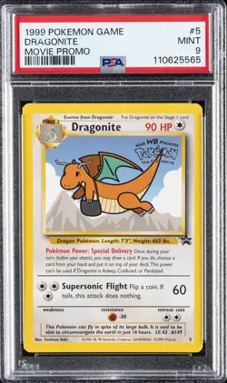 1999 POKEMON GAME MOVIE PROMO #5 DRAGONITE PSA 9 - Image 1