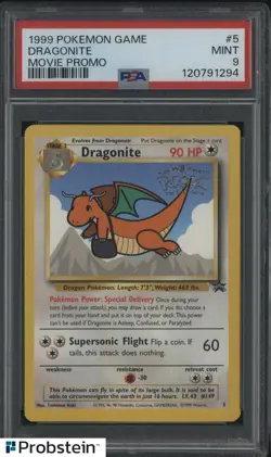 1999 Pokemon Game Movie Promo #5 Dragonite PSA 9 MINT - Image 1