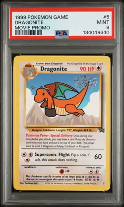 1999 POKEMON GAME MOVIE MOVIE PROMO #5 DRAGONITE PSA 9 - Image 1