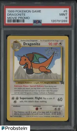 1999 Pokemon Game Movie Promo #5 Dragonite PSA 9 MINT - Image 1