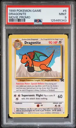1999 POKEMON GAME MOVIE PROMO #5 DRAGONITE PSA 9 - Image 1