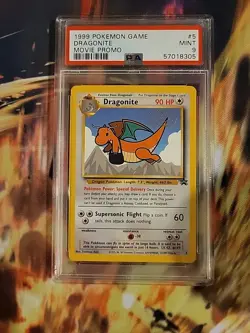1999 POKEMON GAME MOVIE MOVIE PROMO #5 DRAGONITE PSA 9 MINT - Image 1