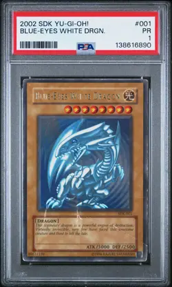 2002 YU-GI-OH! STARTER DECK: KAIBA #001 BLUE-EYES WHITE DRAGON PSA 1 - Image 1