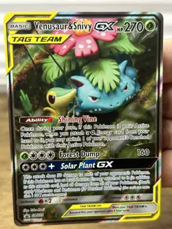 Pokemon TCG Venusaur & Snivy GX SM229 Full Art Tin Promo Alternate Art 2019 NM - Image 3