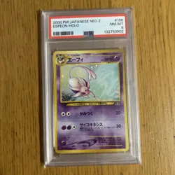 2000 Pokemon P.M. Japanese Neo 2 ESPEON Holo Foil Card #196 PSA 8 NM-MT - Image 3