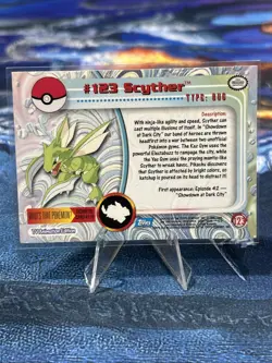 2000 Topps Pokemon TV Animation Edition Series 3 Non Holo Scyther #123 Blue Logo - Image 3