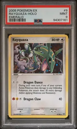 2005 POKEMON EX EMERALD #9 RAYQUAZA-HOLO PSA 9 - Image 1